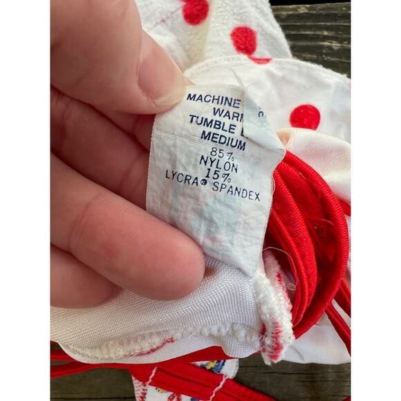 one piece swimsuit polkadot red white ruffles 3t - Picture 8 of 8